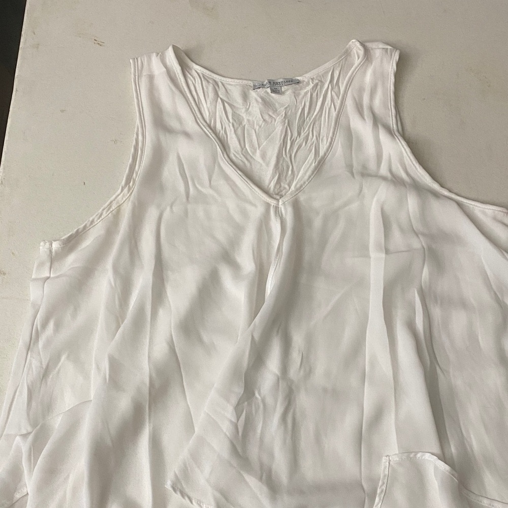 Green Envelope White V-Neck Tank Top